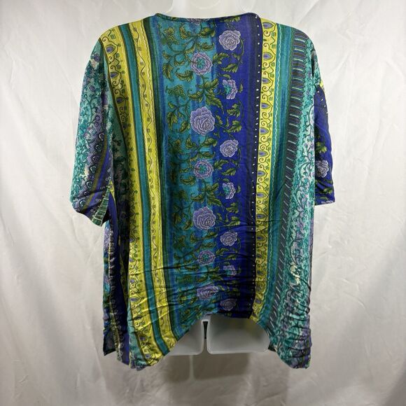 Vintage Bentley Plus Women's 20 Boho Rayon Button-Up Shirt Floral Festival Top - Picture 10 of 16